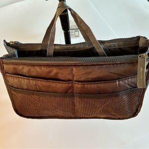 Brown Nylon Purse Organizer Bag